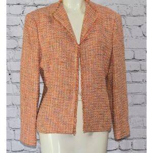 Oscar de la Renta Haute Couture Fringe-Trim Textured Tweed Blazer - Jacket 12